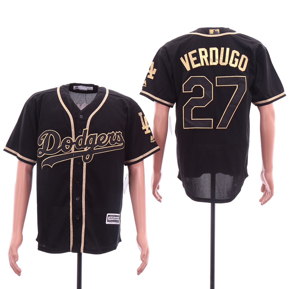Men Los Angeles Dodgers #27 Verdugo Black golden MLB Jersey